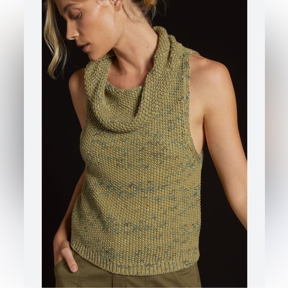 Anthropologie Sweaters - Anthropologie Pilcro The Cowlneck Sweater Tank Green Cotton Sleeveless Sweater